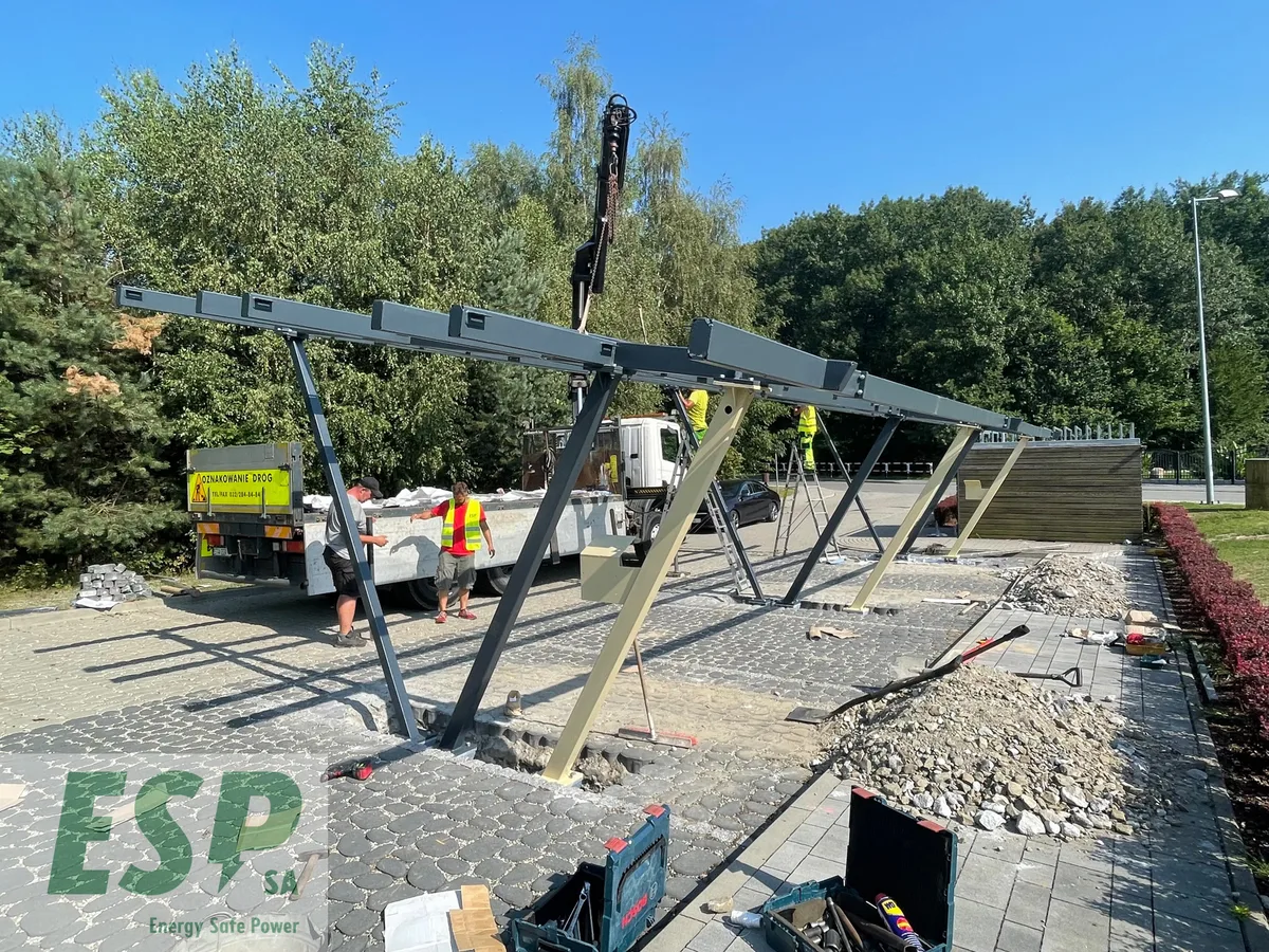 Installing a solar carport, Nieboczowy - stage 7