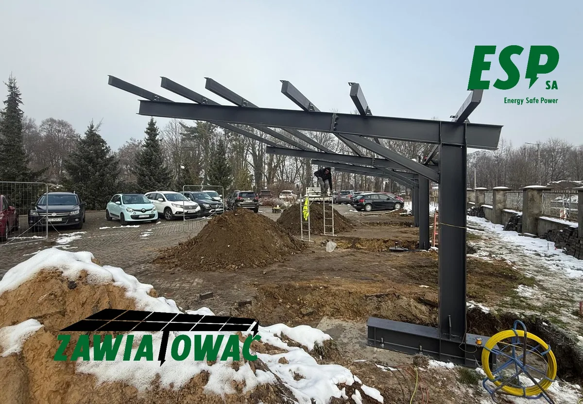 Montage eines Solarcarports, Pilchowice - Phase 2