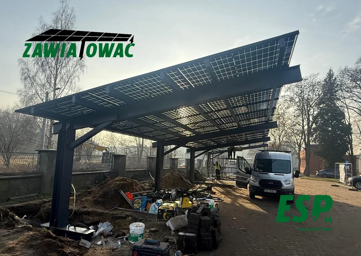 Montage eines Solarcarports, Pilchowice - Phase 4