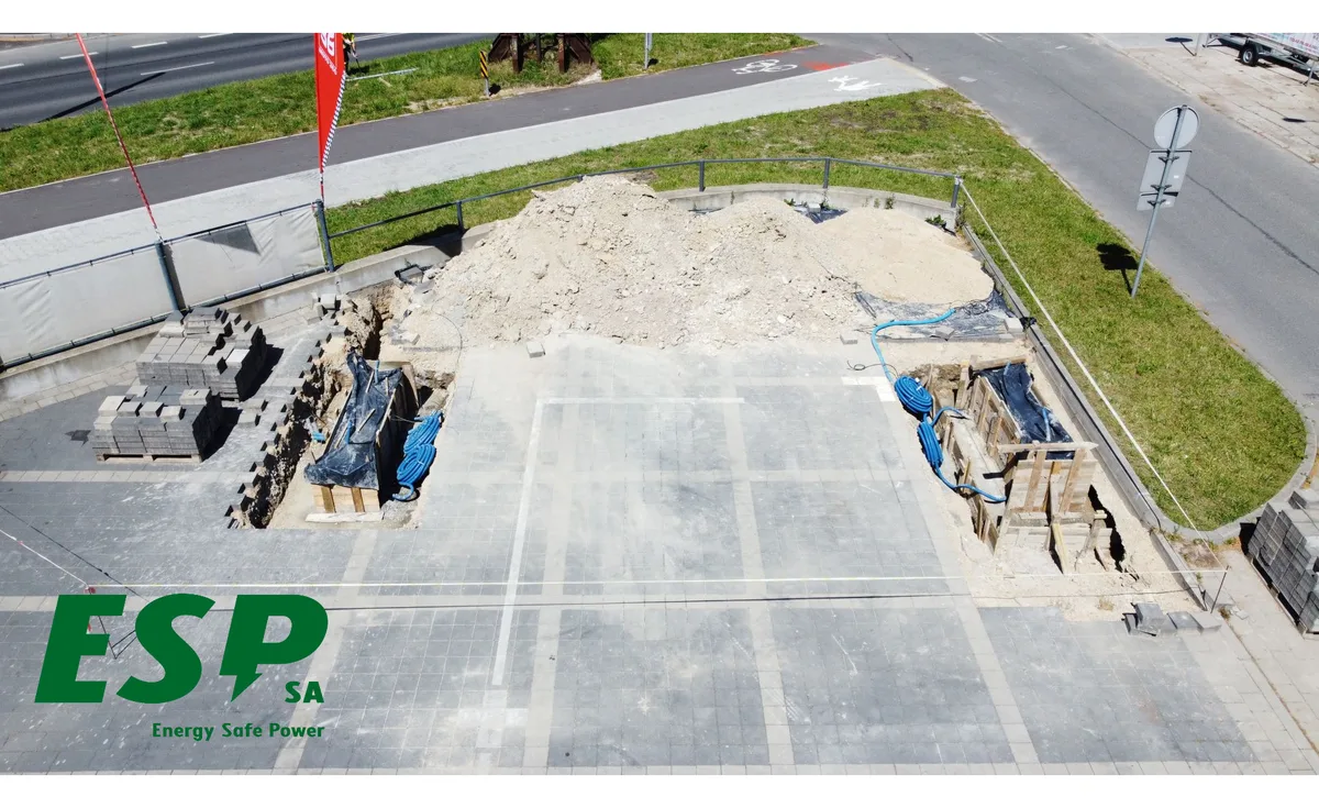 Montage eines Solarcarports, Tychy - Phase 1